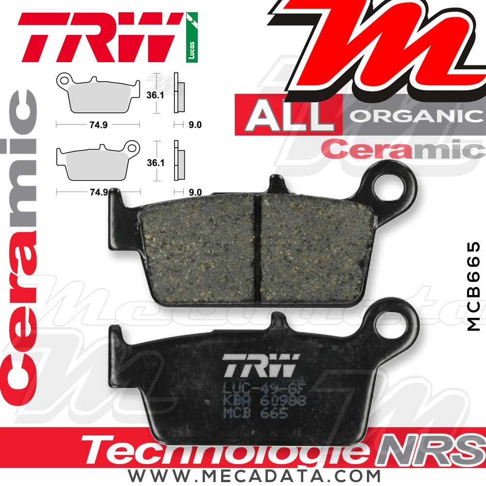 Plaquettes de frein Avant ~ TRW Lucas MCB 665 