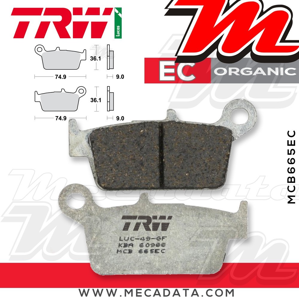 Plaquettes de frein Avant ~ TRW Lucas MCB 665 EC 