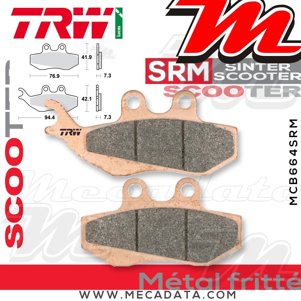 Plaquettes de frein Arrière ~ TRW Lucas MCB 664 SRM 