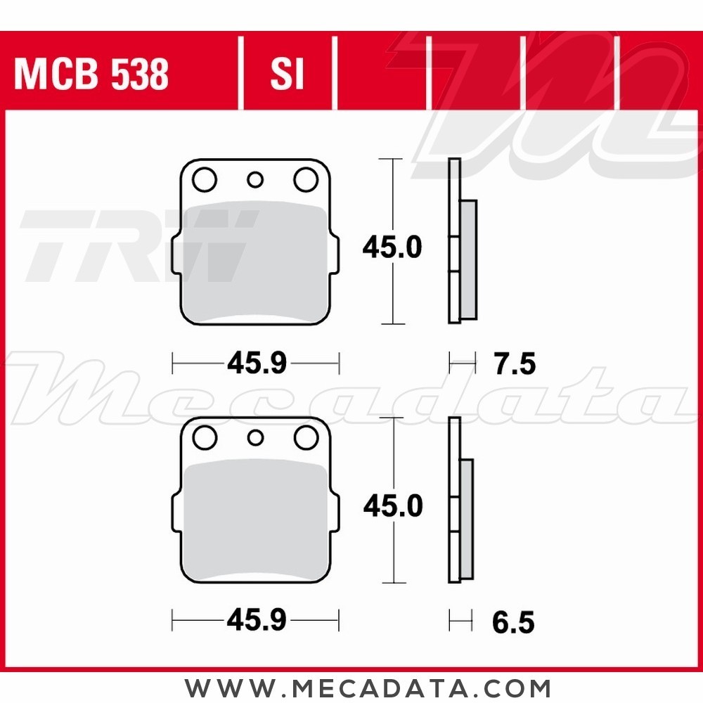Plaquettes de frein Arrière ~ TRW Lucas MCB 538 SI 