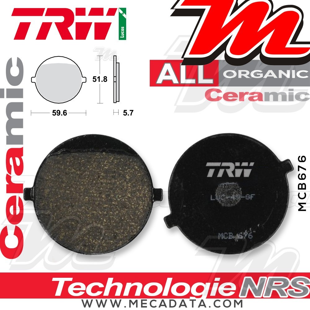 Plaquettes de frein Arrière ~ TRW Lucas MCB 676 
