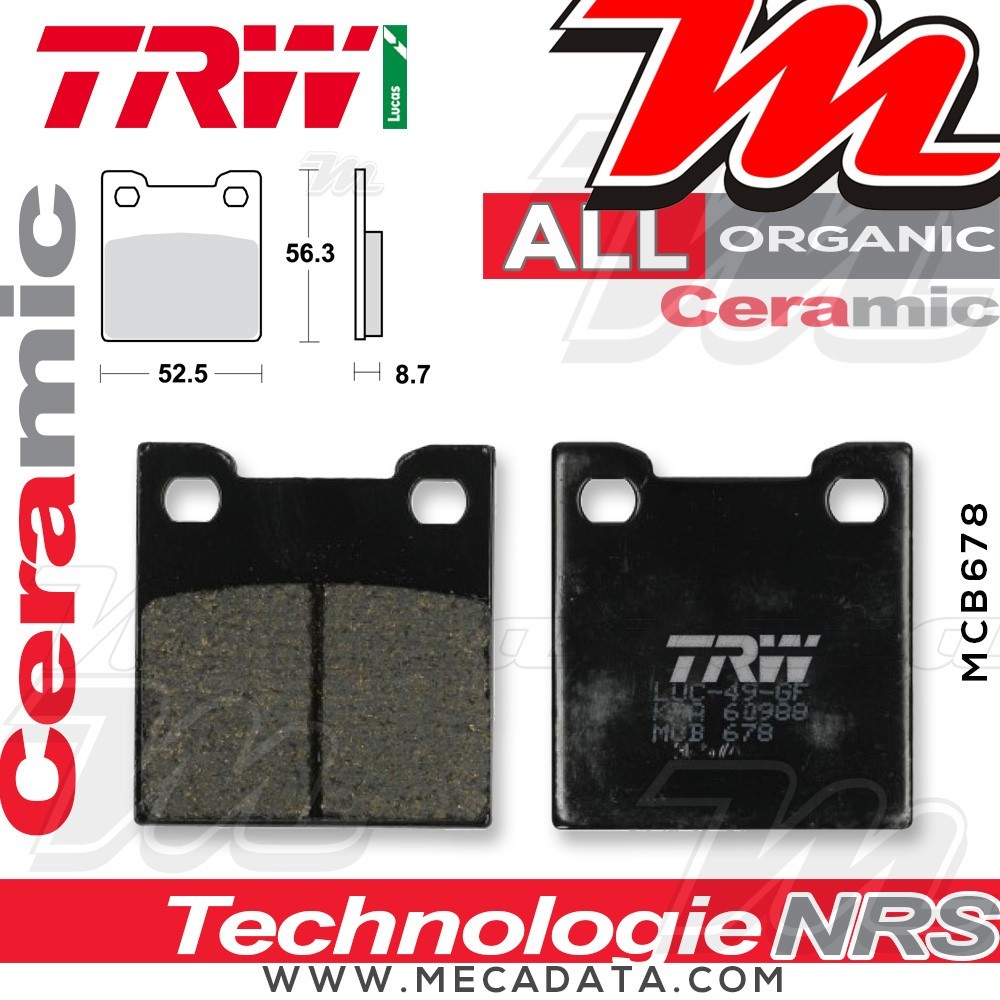 Plaquettes de frein Arrière ~ TRW Lucas MCB 678 
