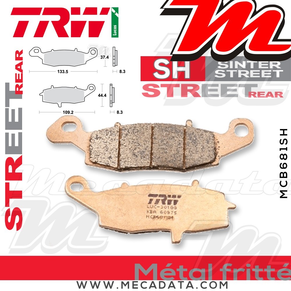 Plaquettes de frein Arrière ~ TRW Lucas MCB 681 SH 