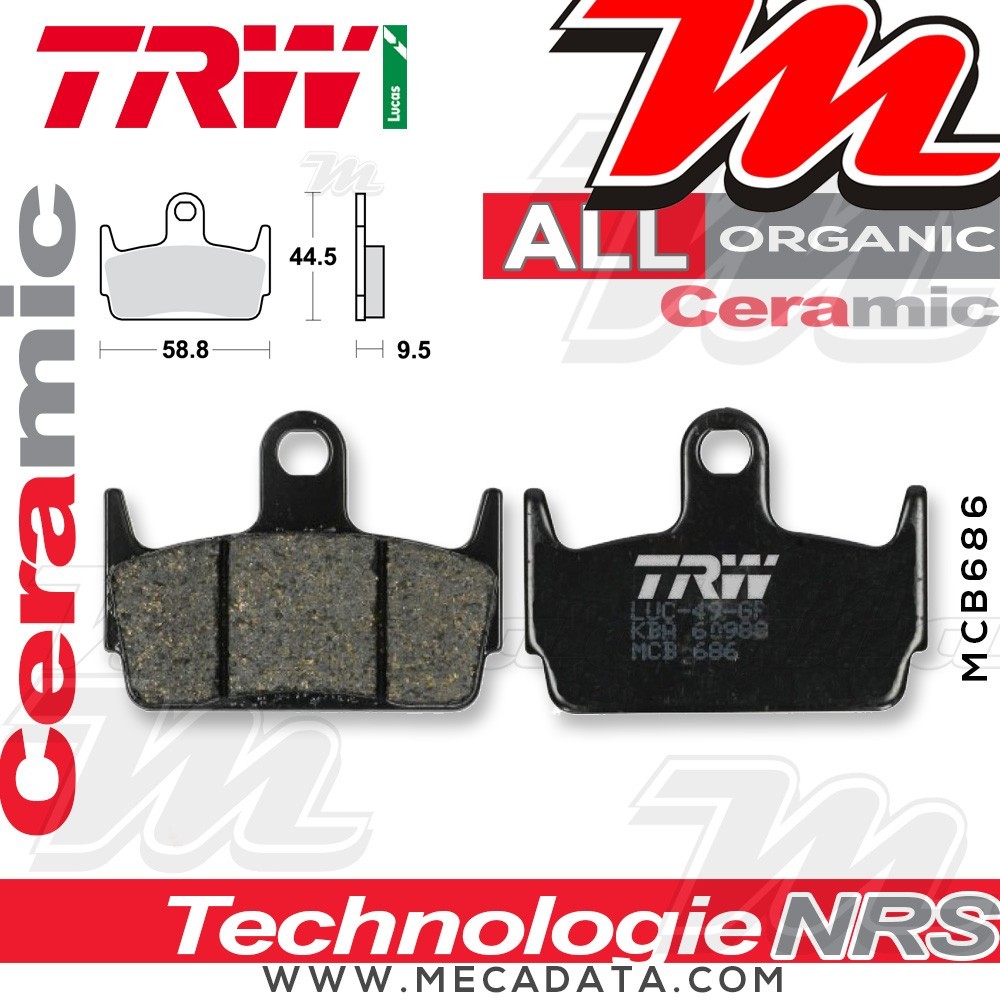 Plaquettes de frein Arrière ~ TRW Lucas MCB 686 