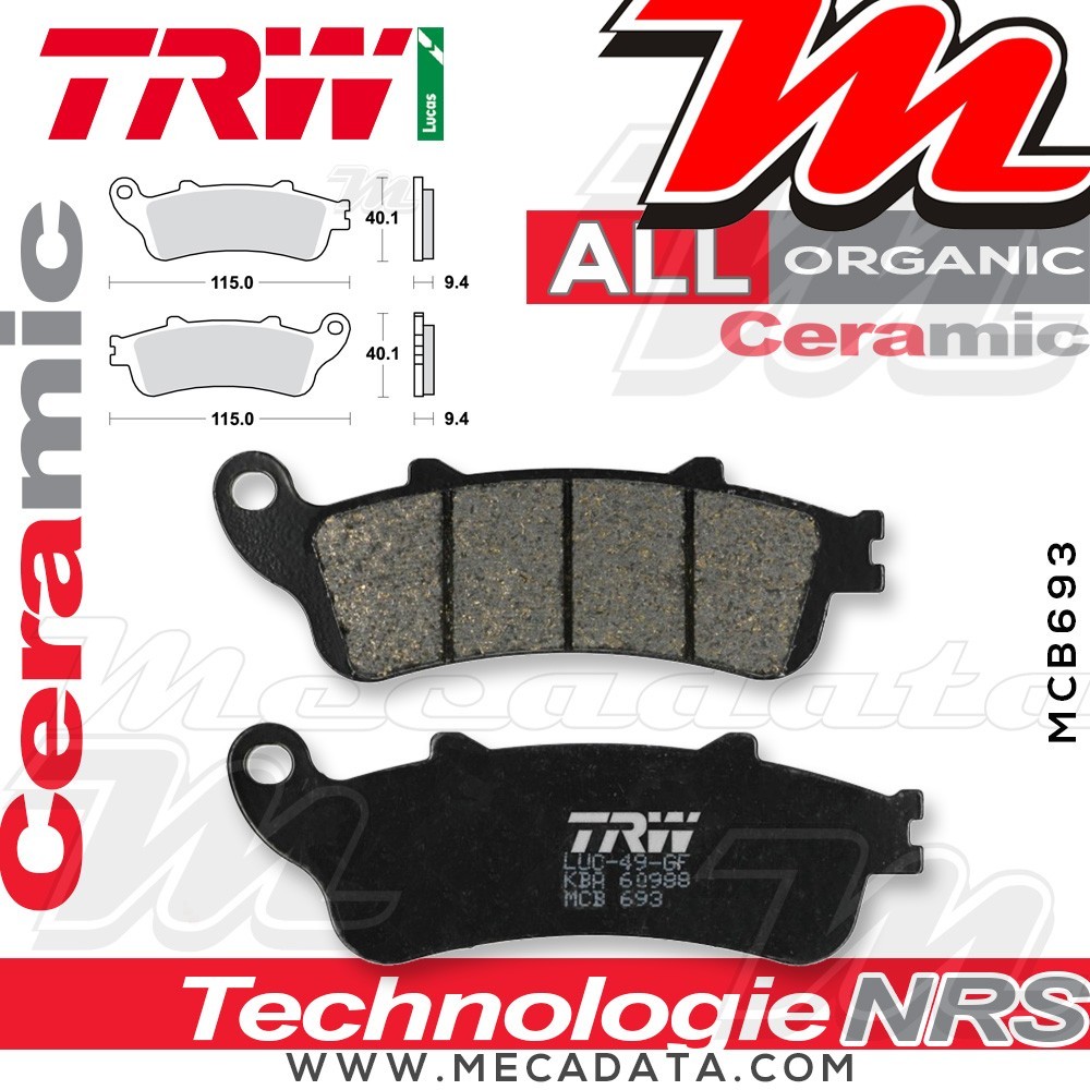 Plaquettes de frein Avant ~ TRW Lucas MCB 693 
