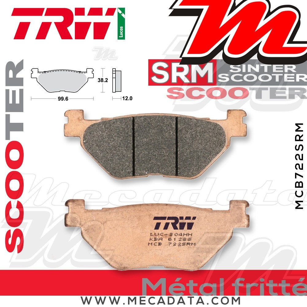 Plaquettes de frein Arrière ~ TRW Lucas MCB 722 SRM 