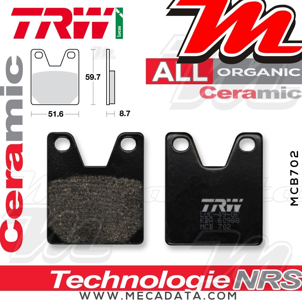 Plaquettes de frein Arrière ~ TRW Lucas MCB 702 