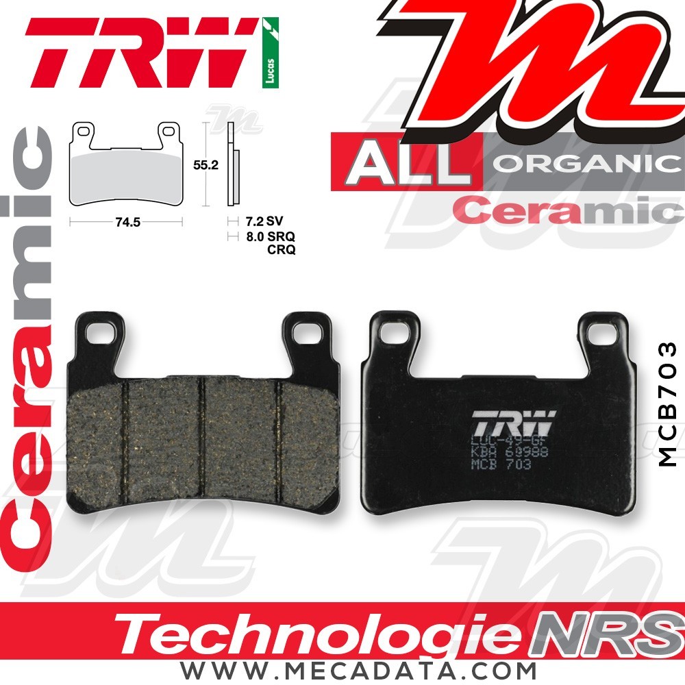 Plaquettes de frein Avant ~ TRW Lucas MCB 703 