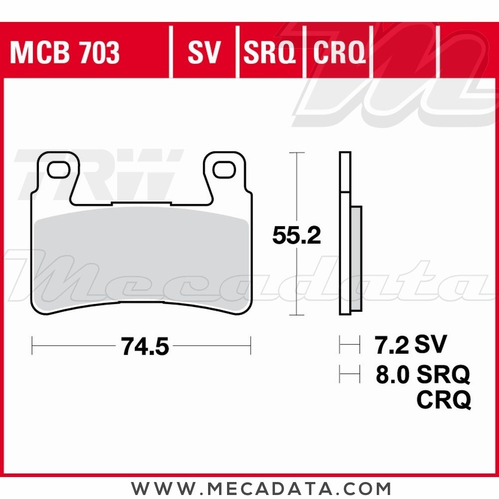 Plaquettes de frein Avant ~ TRW Lucas MCB 703 