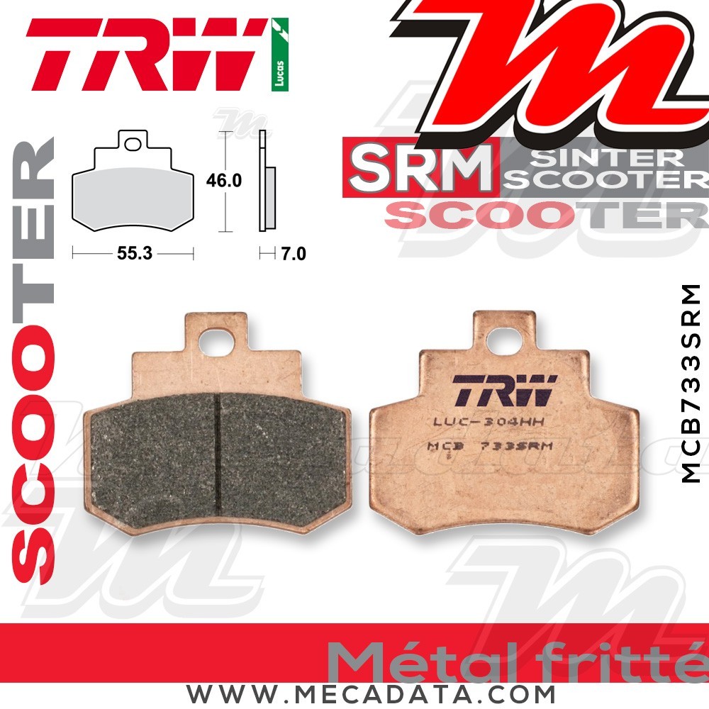 Plaquettes de frein Arrière ~ TRW Lucas MCB 733 SRM 