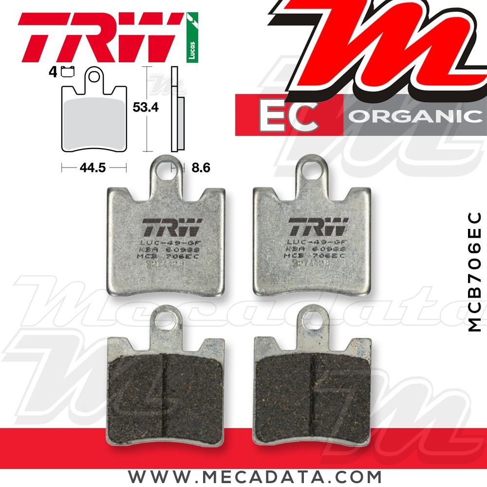 Plaquettes de frein Avant ~ TRW Lucas MCB 706 EC 