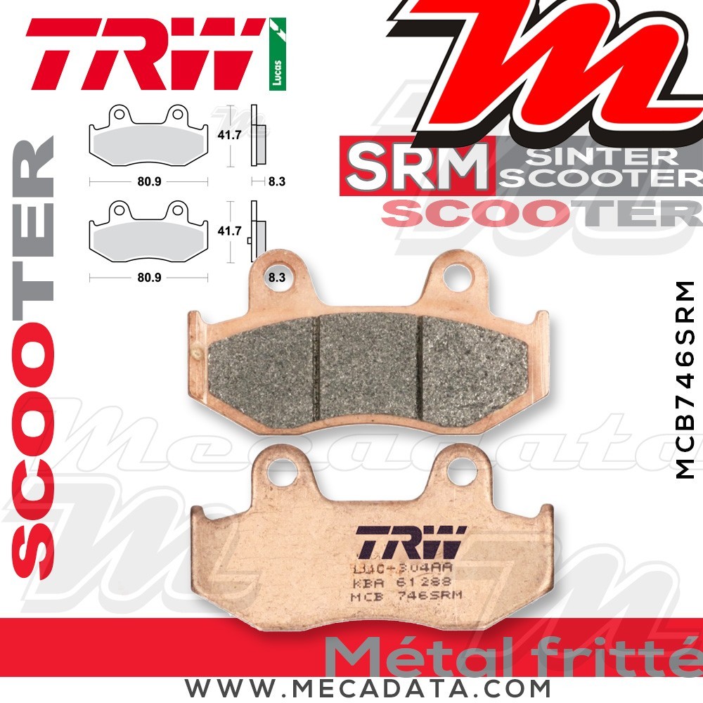 Plaquettes de frein Arrière ~ TRW Lucas MCB 746 SRM 
