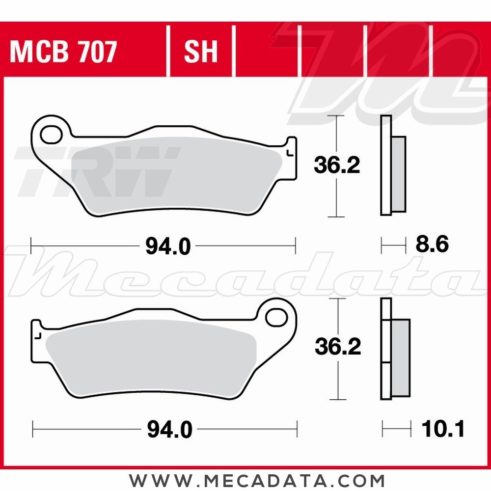 Plaquettes de frein Arrière ~ TRW Lucas MCB 707 SH 