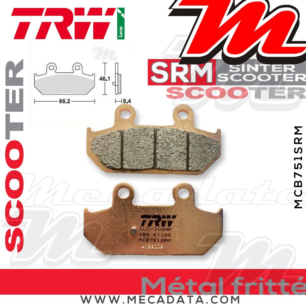Plaquettes de frein Arrière ~ TRW Lucas MCB 751 SRM 