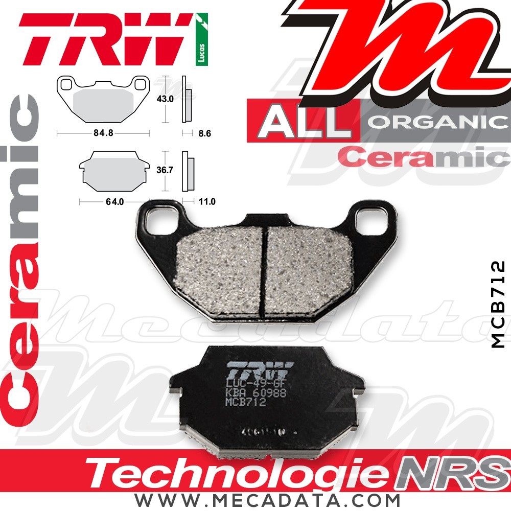 Plaquettes de frein Avant ~ TRW Lucas MCB 712 