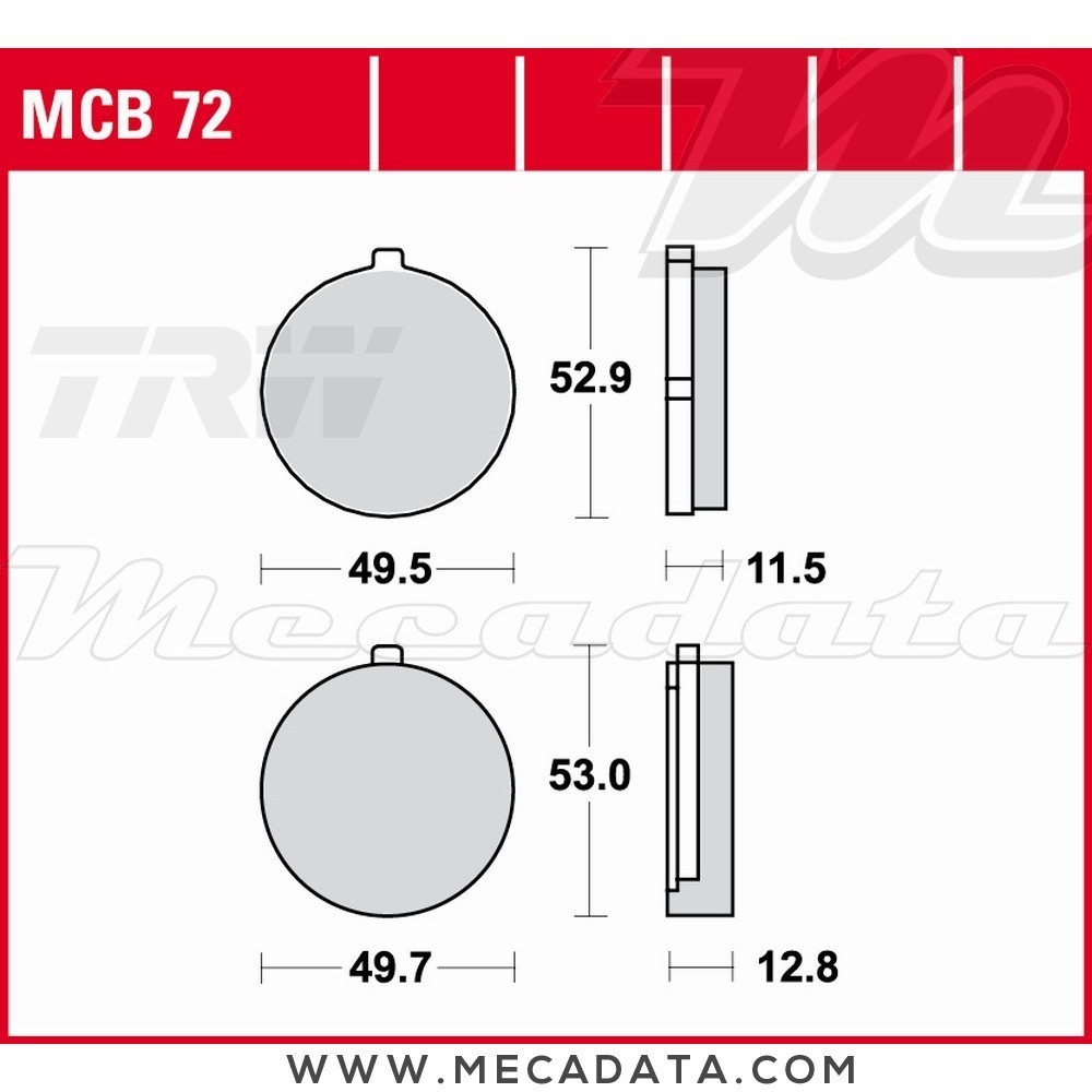 Plaquettes de frein Avant ~ TRW Lucas MCB 72 