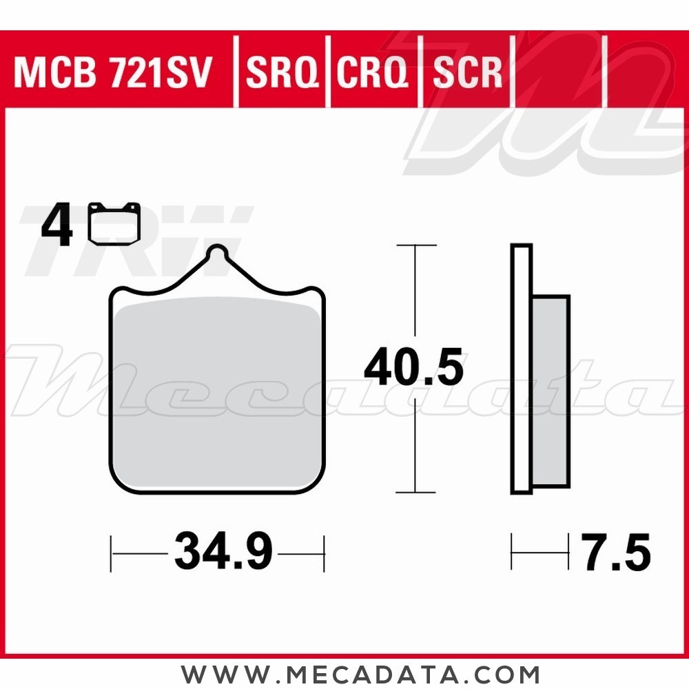Plaquettes de frein Avant ~ TRW Lucas MCB 721 SCR 