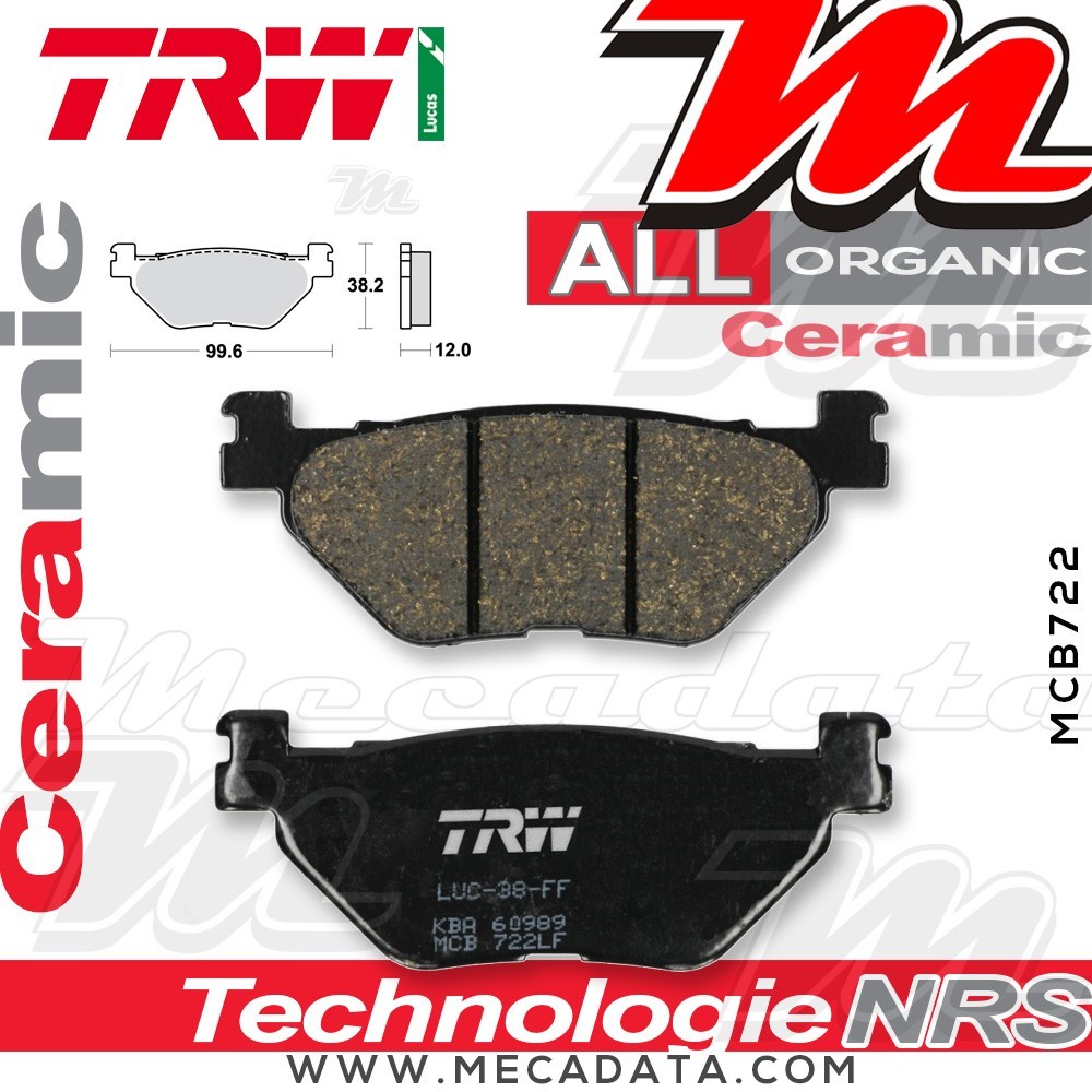 Plaquettes de frein Arrière ~ TRW Lucas MCB 722 