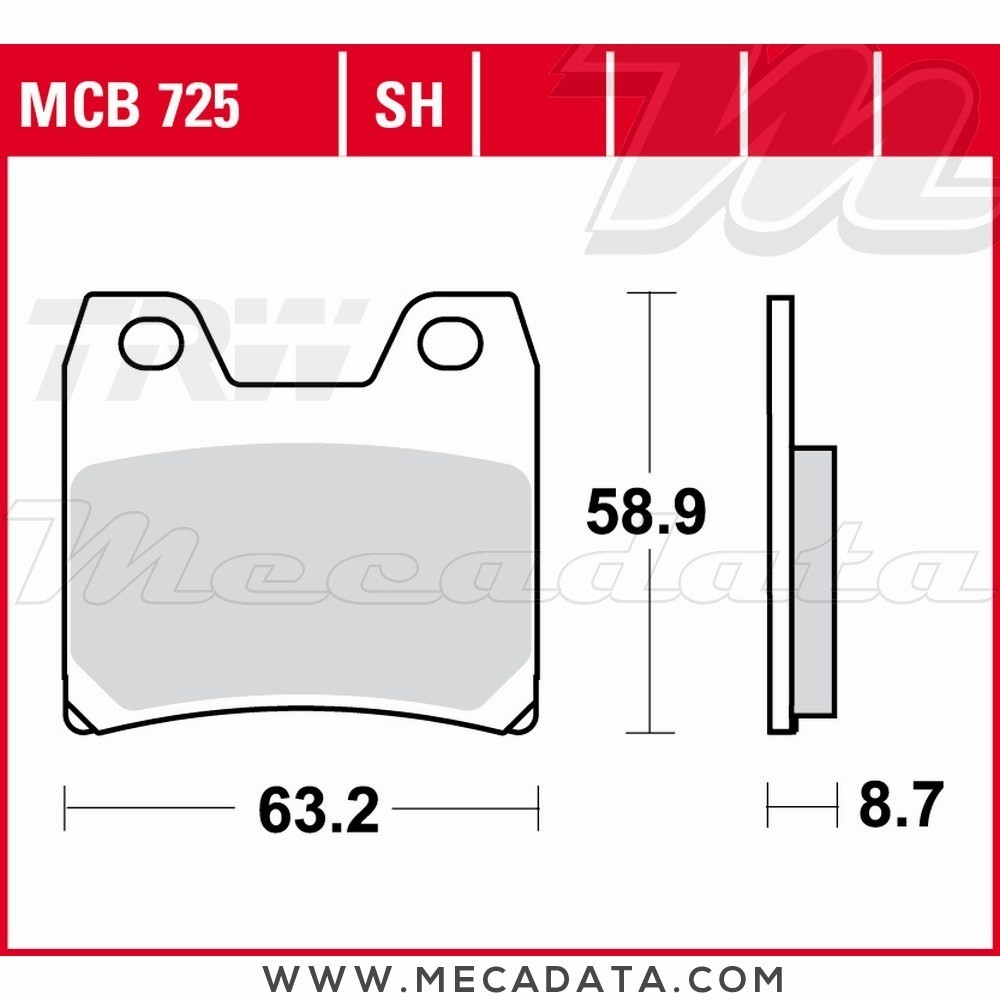 Plaquettes de frein Arrière ~ TRW Lucas MCB 725 SH 