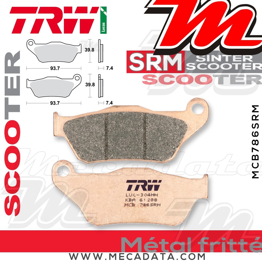 Plaquettes de frein Avant ~ TRW Lucas MCB 786 SRM 