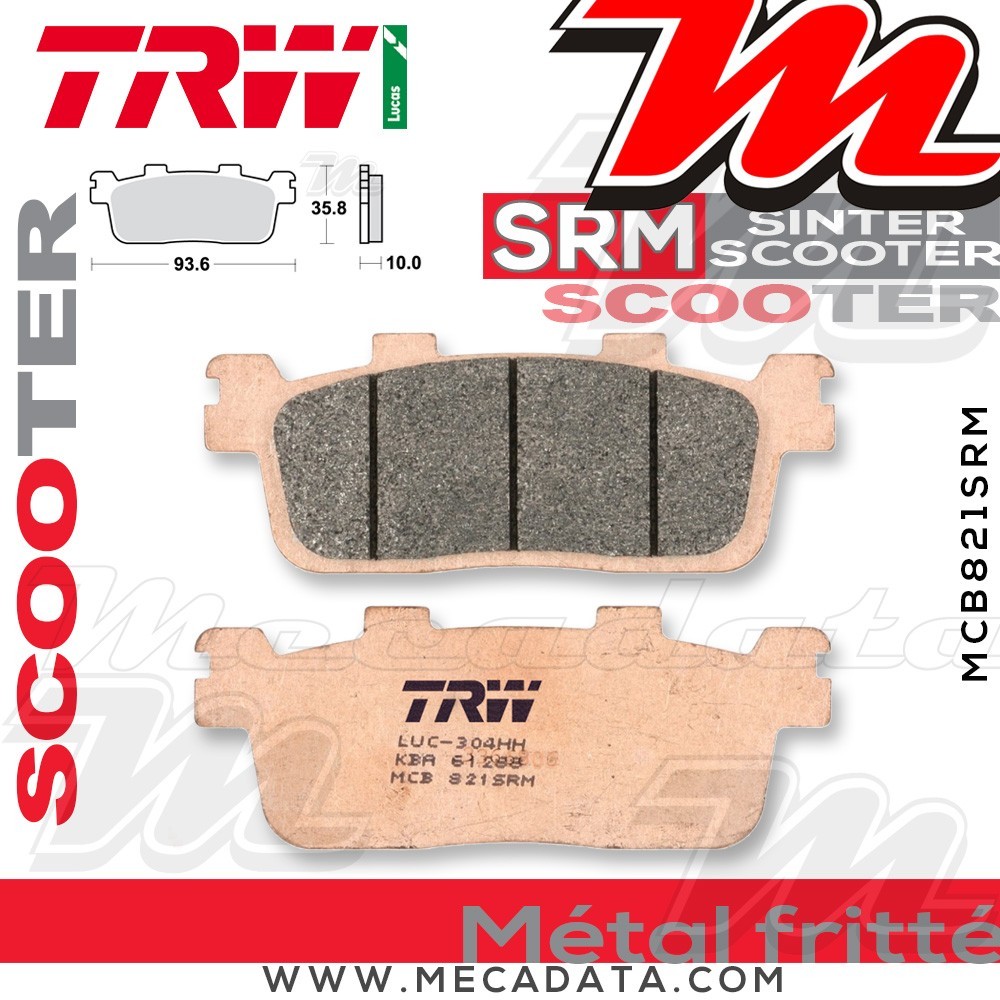 Plaquettes de frein Arrière ~ TRW Lucas MCB 821 SRM 