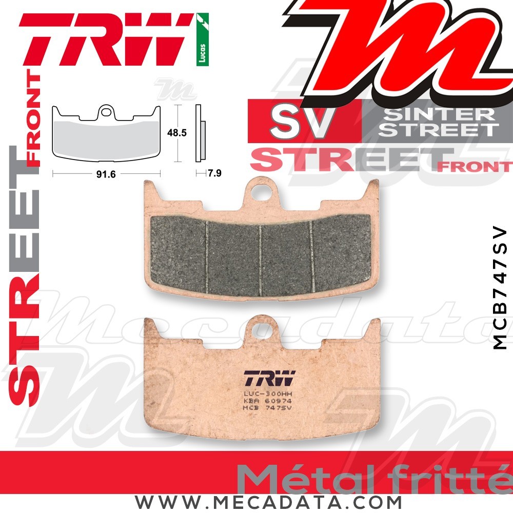 Plaquettes de frein Avant ~ TRW Lucas MCB 747 SV 