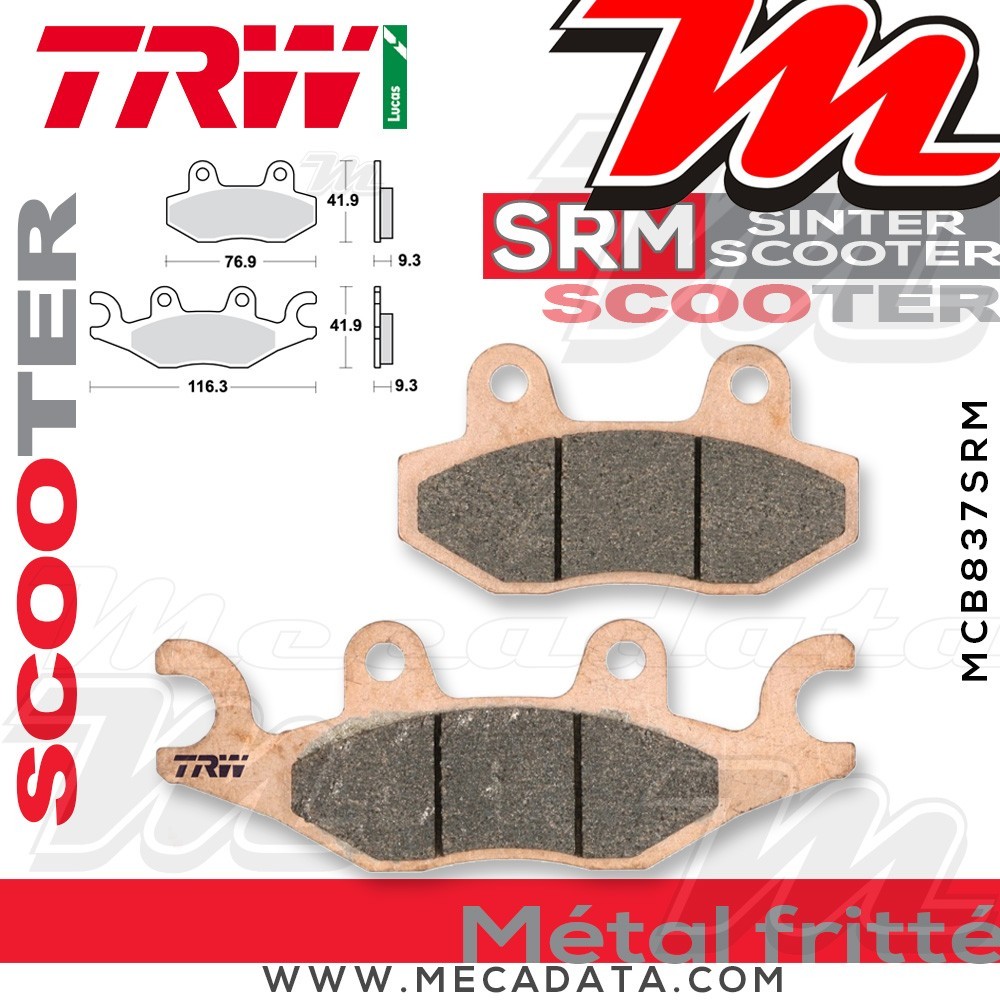 Plaquettes de frein Arrière ~ TRW Lucas MCB 837 SRM 