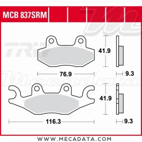 Plaquettes de frein Arrière ~ TRW Lucas MCB 837 SRM 