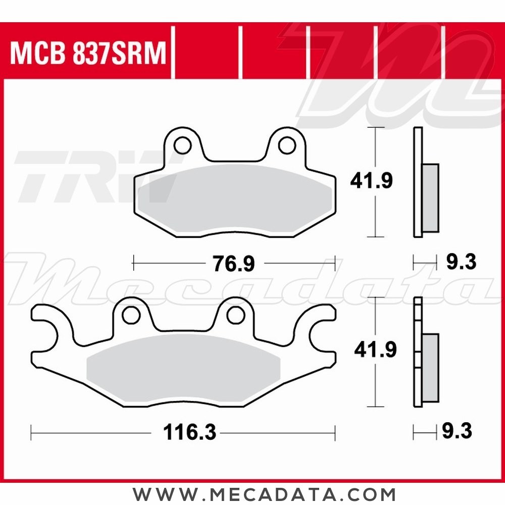 Plaquettes de frein Arrière ~ TRW Lucas MCB 837 SRM 