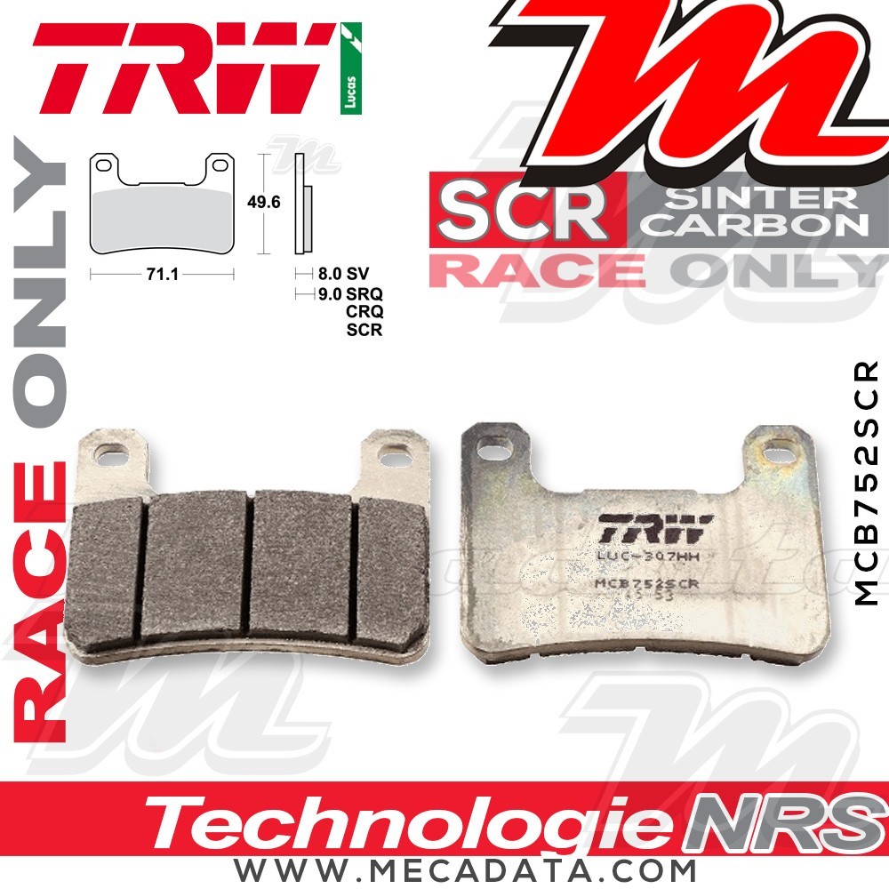 Plaquettes de frein Avant ~ TRW Lucas MCB 752 SCR 