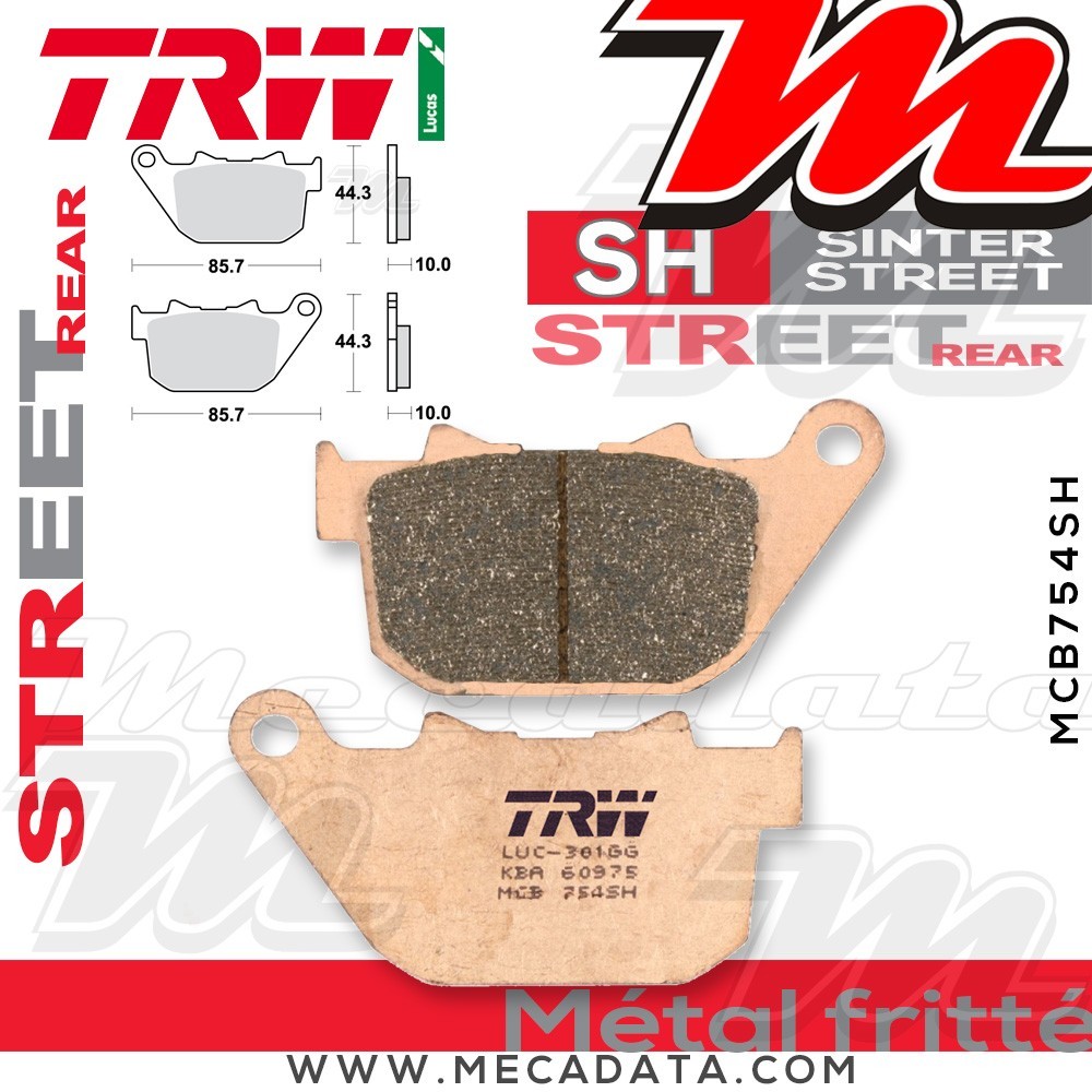 Plaquettes de frein Arrière ~ TRW Lucas MCB 754 SH 