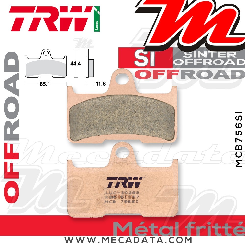 Plaquettes de frein Arrière ~ TRW Lucas MCB 756 SI 