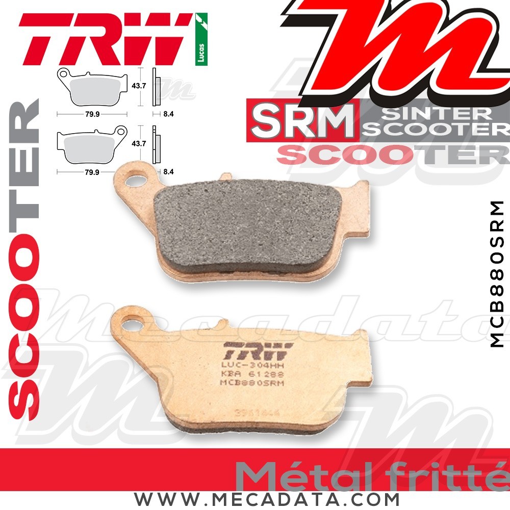 Plaquettes de frein Arrière ~ TRW Lucas MCB 880 SRM 