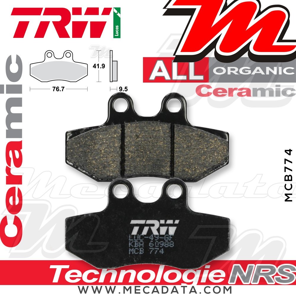 Plaquettes de frein Avant ~ TRW Lucas MCB 774 