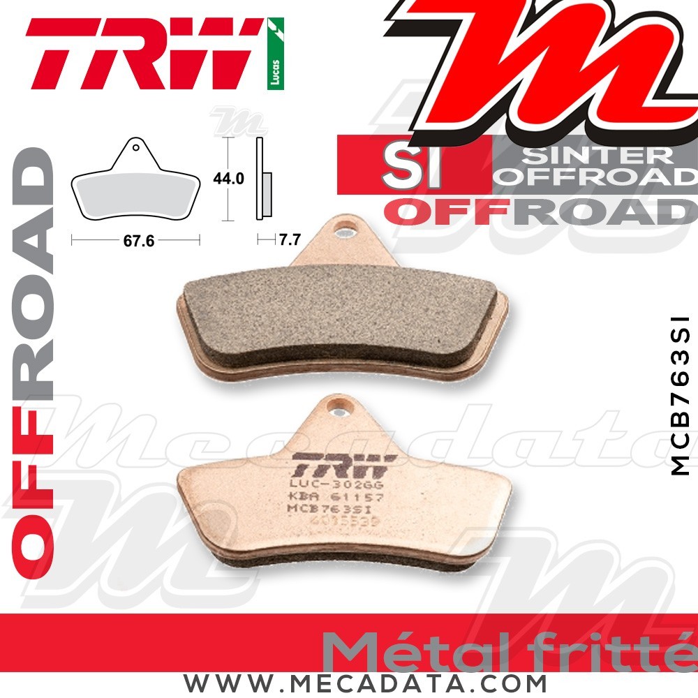 Plaquettes de frein Arrière ~ TRW Lucas MCB 763 SI 