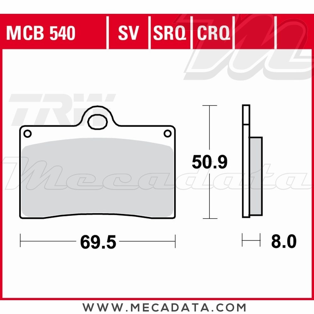Plaquettes de frein Avant ~ TRW Lucas MCB 540 TRQ 