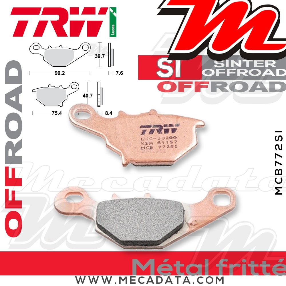 Plaquettes de frein Arrière ~ TRW Lucas MCB 772 SI 