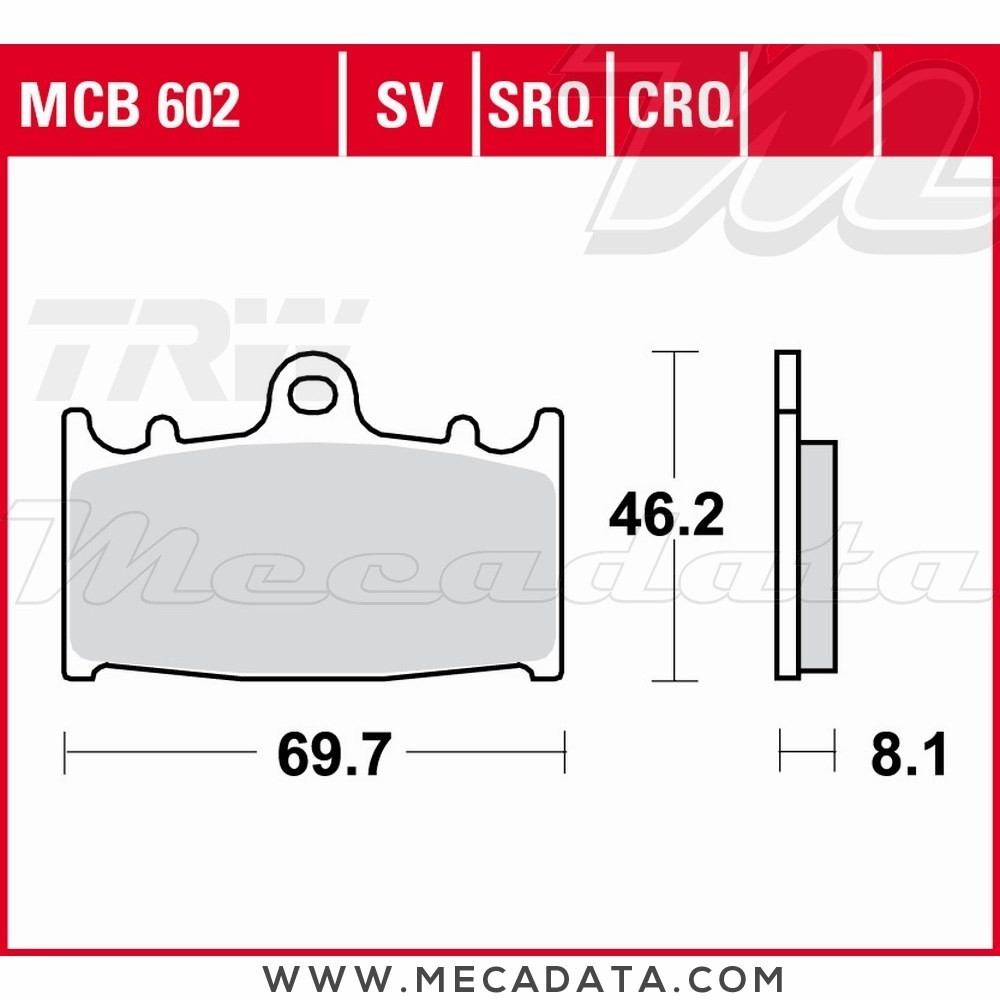 Plaquettes de frein Avant ~ TRW Lucas MCB 602 TRQ 
