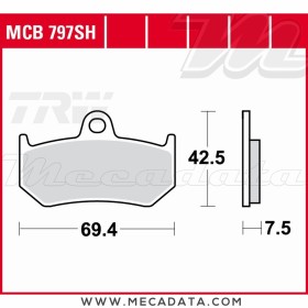 Plaquettes de frein Arrière ~ TRW Lucas MCB 797 SH 