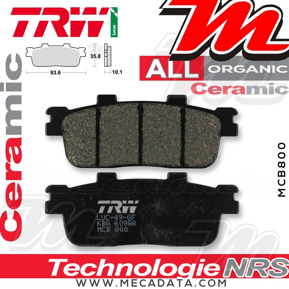 Plaquettes de frein Avant ~ TRW Lucas MCB 800 