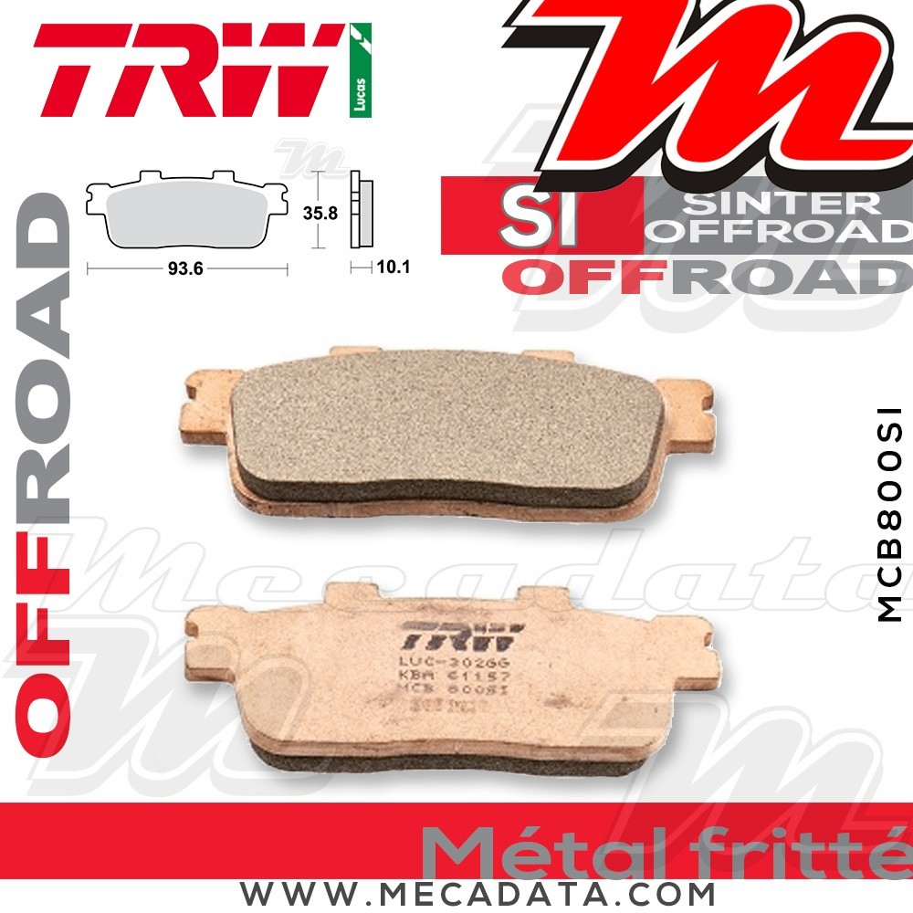 Plaquettes de frein Arrière ~ TRW Lucas MCB 800 SI 