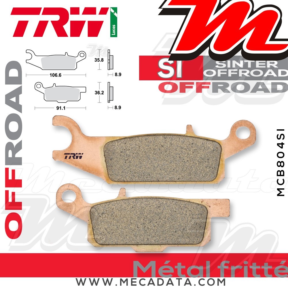 Plaquettes de frein Arrière ~ TRW Lucas MCB 804 SI 