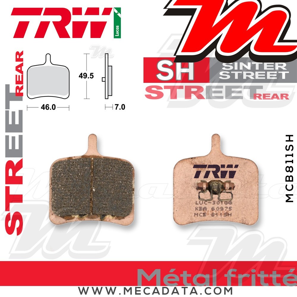 Plaquettes de frein Arrière ~ TRW Lucas MCB 811 SH 
