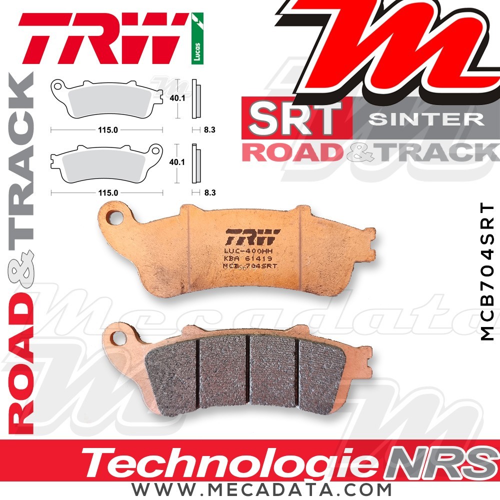 Plaquettes de frein Avant ~ TRW Lucas MCB 704 SRT 