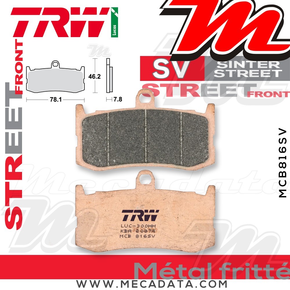 Plaquettes de frein Avant ~ TRW Lucas MCB 816 SV 