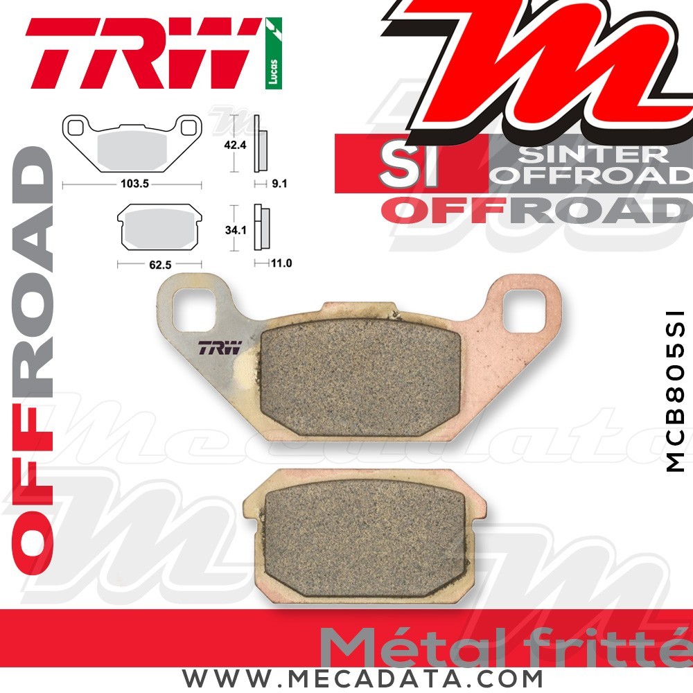 Plaquettes de frein Arrière ~ TRW Lucas MCB 805 SI 