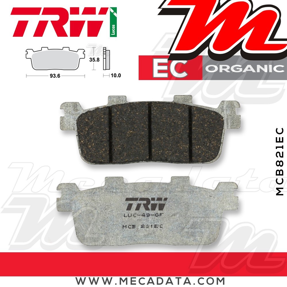 Plaquettes de frein Arrière ~ TRW Lucas MCB 821 EC 
