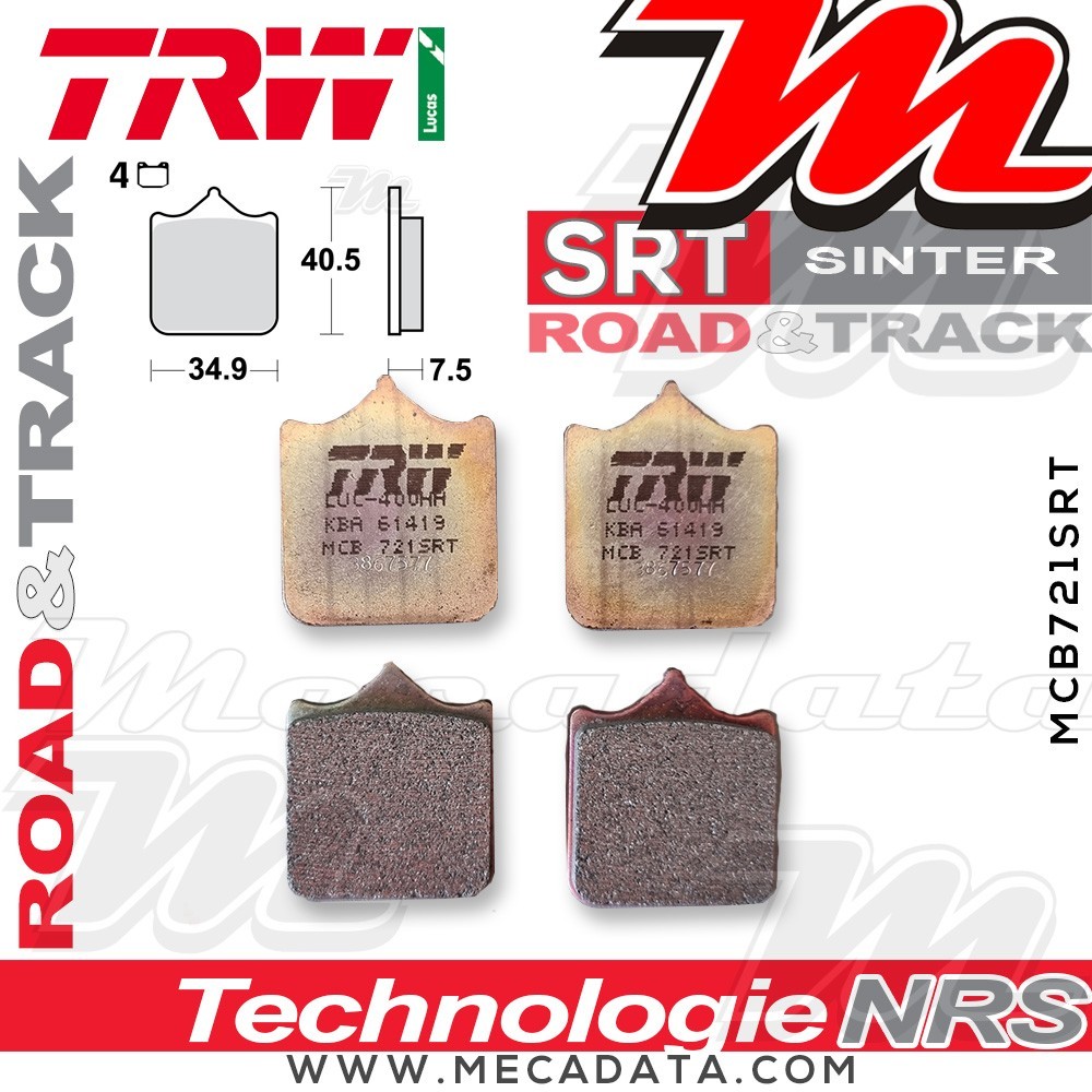 Plaquettes de frein Avant ~ TRW Lucas MCB 721 SRT 