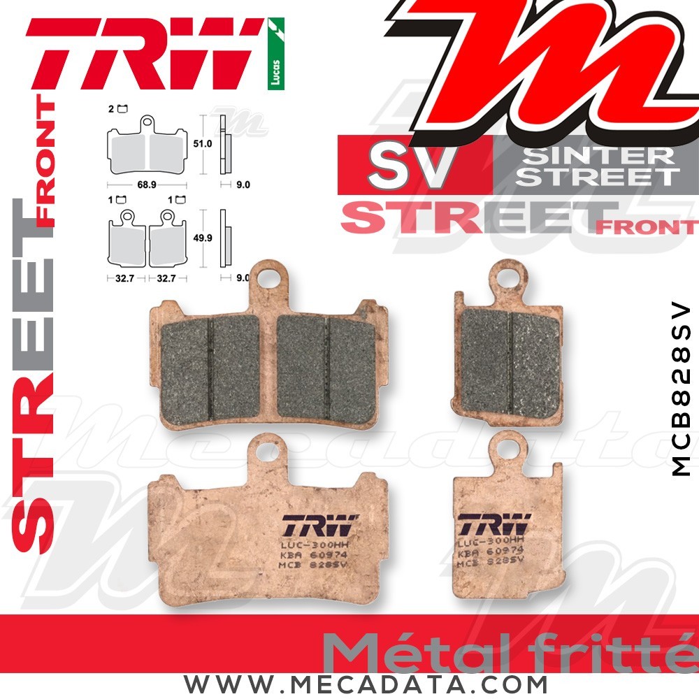 Plaquettes de frein Avant ~ TRW Lucas MCB 828 SV 
