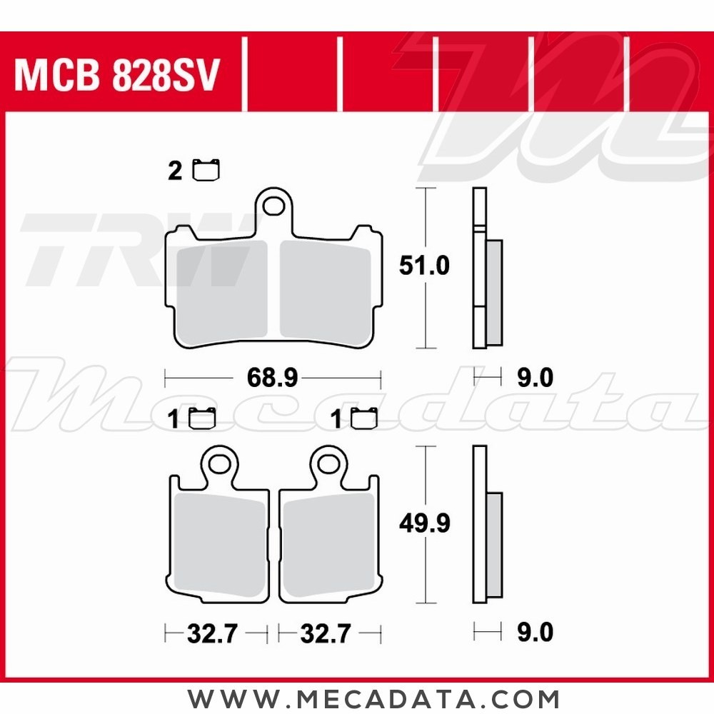 Plaquettes de frein Avant ~ TRW Lucas MCB 828 SV 